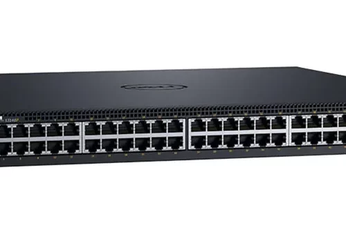 Dell P1FMF PowerSwitch S3148P 48 x RJ-45 PoE+ Ports 10/100/1000Base-T + 2 x SFP+ Ports + 2 x Combo SFP Ports Layer 3 Managed 1U Rack-mountable Gigabit Ethernet Network Switch