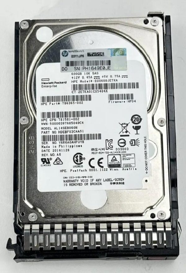 HPE J9F46A 600GB 10000RPM SAS 12Gb/s SFF 2.5-Inch Hard Drive For Modular Smart Array 1040