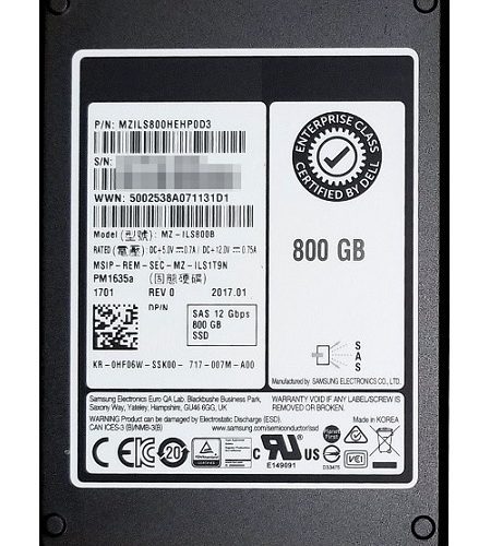 Samsung MZ-ILS800B PM1635a 800GB Triple-Level Cell SAS 12Gb/s 2.5-Inch Solid State Drive Dell Oem