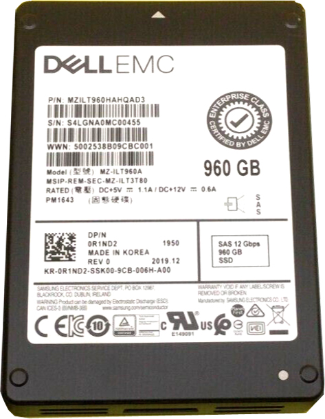 Samsung MZ-ILT960A PM1643 Series 1.92TB Triple-Level Cell SAS 12Gb/s Read Intensive 2.5-Inch Solid State Drive Dell Compellent Oem