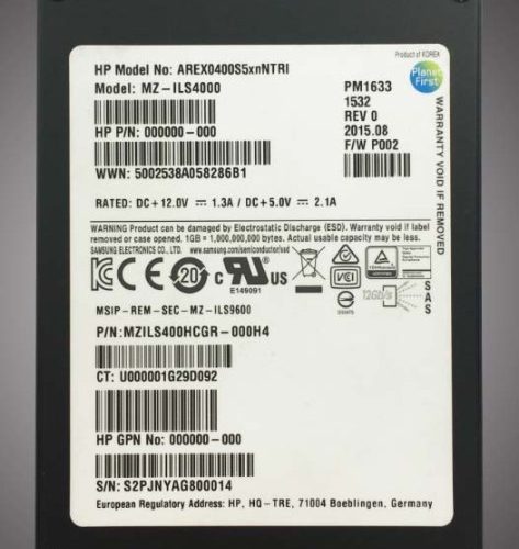 Samsung MZILS400HCGR-000H4 PM1643 400GB Multi-Level-Cell SAS 12Gb/s 2.5-Inch Solid State Drive Hpe Oem
