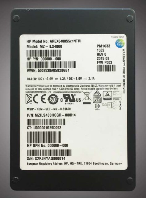Samsung MZILS400HCGR-000H4 PM1643 400GB Multi-Level-Cell SAS 12Gb/s 2.5-Inch Solid State Drive Hpe Oem