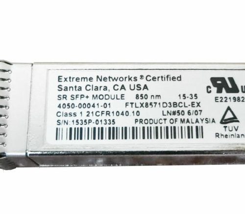 Extreme Networks 4050-00041-01 10Gb/s 10GBase-SR Multi-Mode Fibre 850nm 300m LC Connector SFP+ Transceiver Module