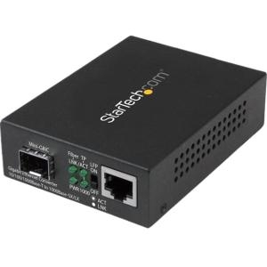 StarTech MCM1110SFP 1-Port 1000Base-T RJ-45 Gigabit Ethernet Fiber Media Converter with Open SFP Slot